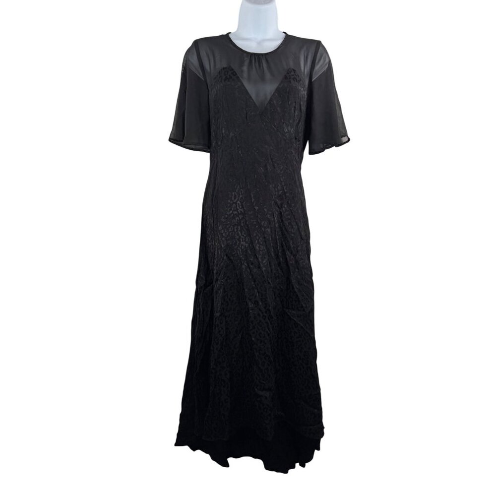 Zara Asymmetrical mesh midi dress whimsigoth jaquard satin sz S